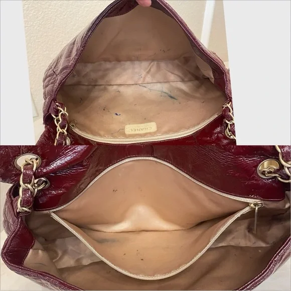 CHANEL Burgundy Leather Bag with Gold Chain - Picture 12 of 14